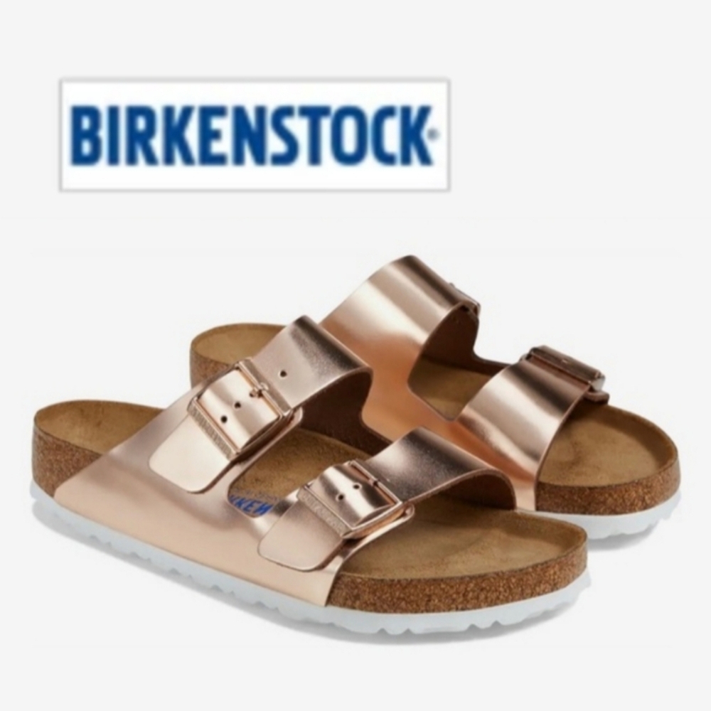 Birkenstock Arizona Soft Foot Copper Slide Germany 7/7.5 38 Sandals